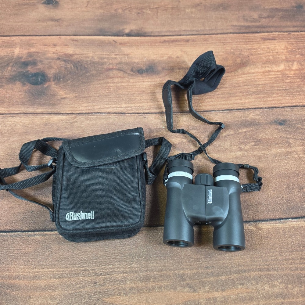 Bushnell Explorer Binoculars 10x28 Black Good Compact 261ft FOV Case Strap